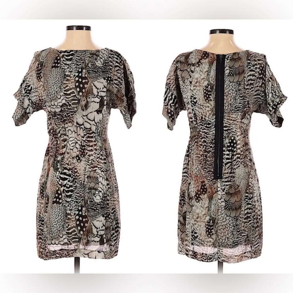 Rag and Bone 100% Silk Dalmeny Feather Print Dress Size 4 EUC